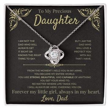 To My Daughter - Love Dad Beautiful Love Knot Necklace