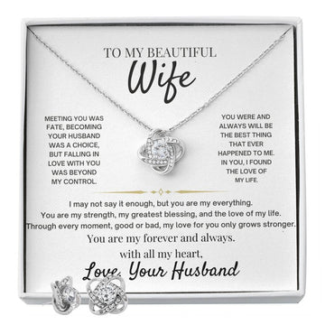 To My Wife - I love you forever and always Beautiful Love Knot Necklace Set