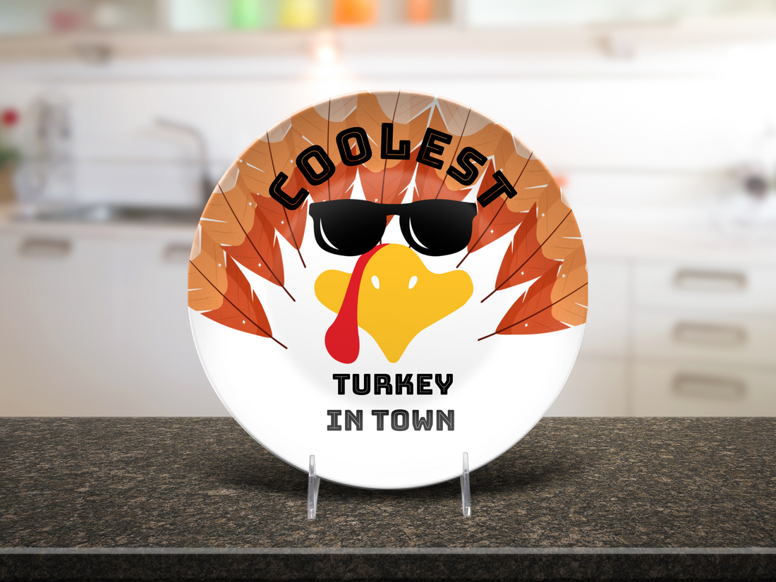 Thanksgiving deco plate, deco plate, turkey deco plate, kids deco plate, turkey deco plate