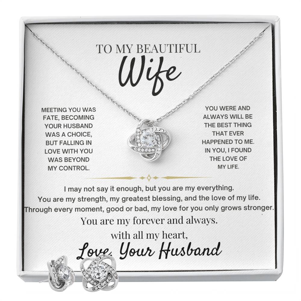 To My Wife - I love you forever and always Beautiful Love Knot Necklace Set