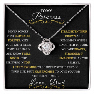To My Princess Love Knot Necklace From Dad to Daughter Necklace Birthday Valentine's Day