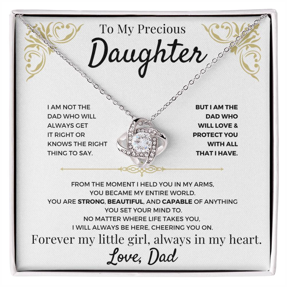 To Daughter - Love Dad Beautiful Love Knot Necklace