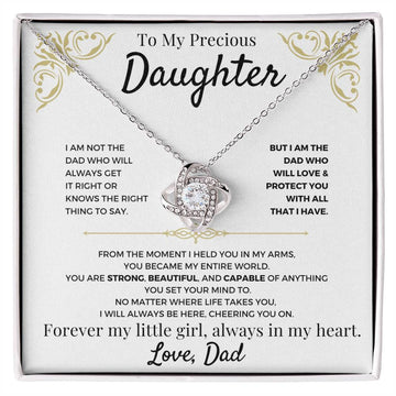 To Daughter - Love Dad Beautiful Love Knot Necklace