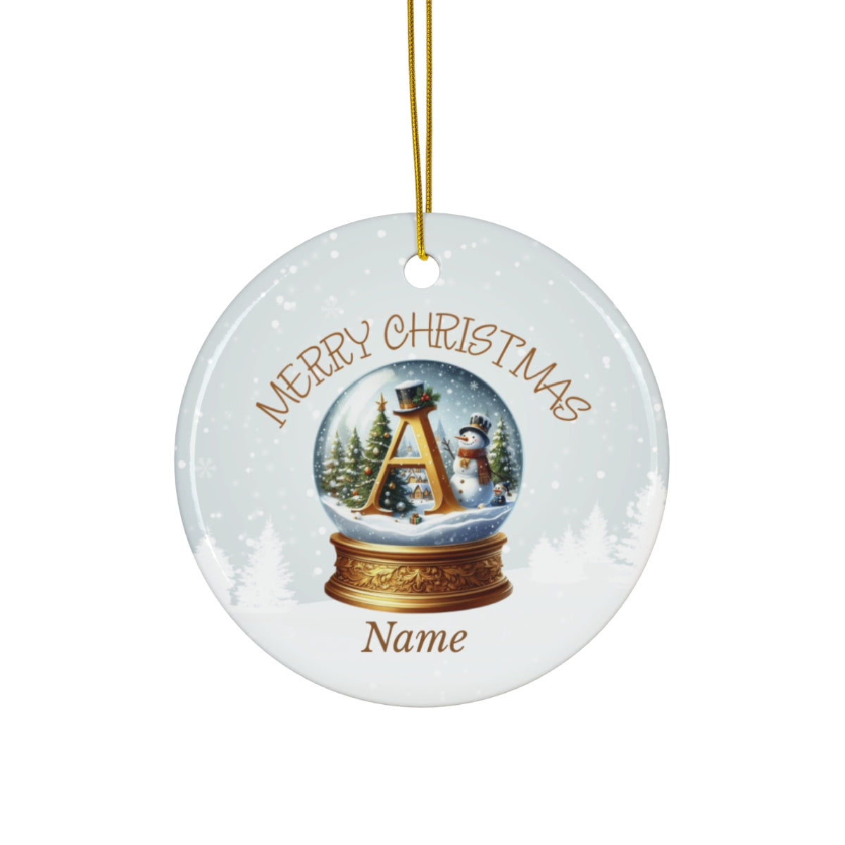 Alphabet-Snow globe Ceramic Ornament, Christmas Ornament, Personalized Ornament, Alphabet Ornament, Personalized Christmas Gift