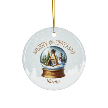 Alphabet-Snow globe Ceramic Ornament, Christmas Ornament, Personalized Ornament, Alphabet Ornament, Personalized Christmas Gift